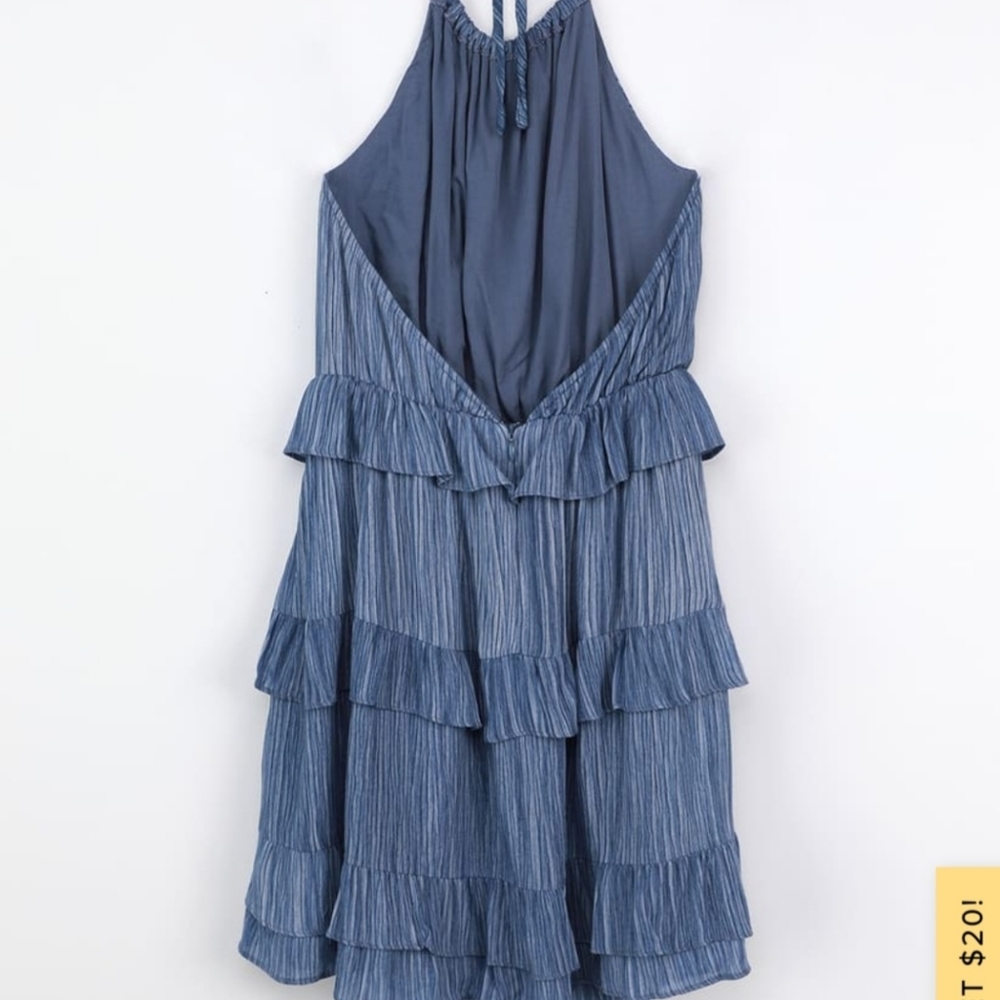 Blue Ruffled Halter Mini Dress - Picture 3 of 3